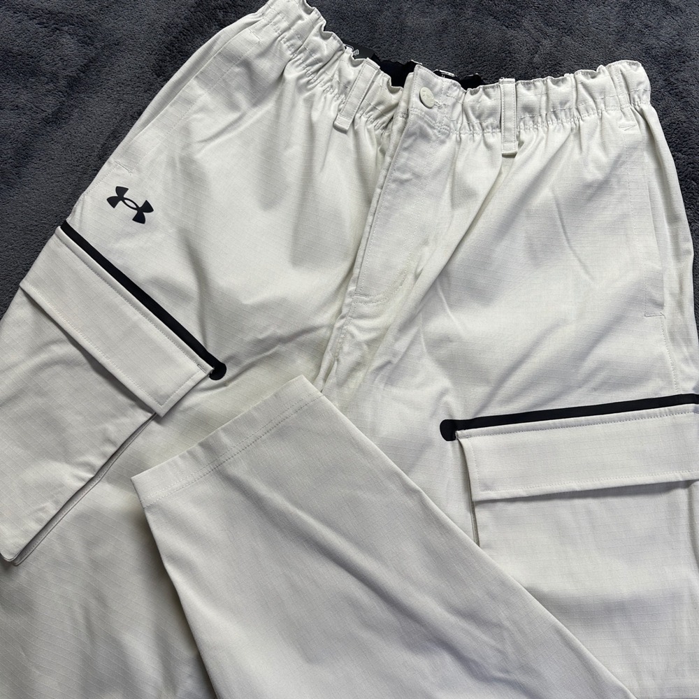 Under Armour Unstoppable Utility Cargo Pants Mens Large Beige Ripstop Loose NWT